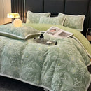 Axyaa High-End Jacquard Milk Fleece Winter 4-Piece Bed Set