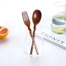 Axyaa Solid Wood Dining Spoon and Fork Set