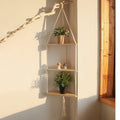 Axyaa Triangle Wood Wall Shelf Boho Decor Stand for Living Room Bedroom