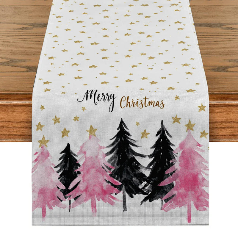 Axyaa Christmas Tree Stars Table Runner
