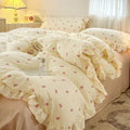 Axyaa Princess Style Ruffle Lace Bow Bedding Set - 4pcs