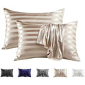 Axyaa Silk Satin Stripes Pillowcase King Queen Size Home Pillow Cover