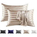 Axyaa Silk Satin Stripes Pillowcase King Queen Size Home Pillow Cover