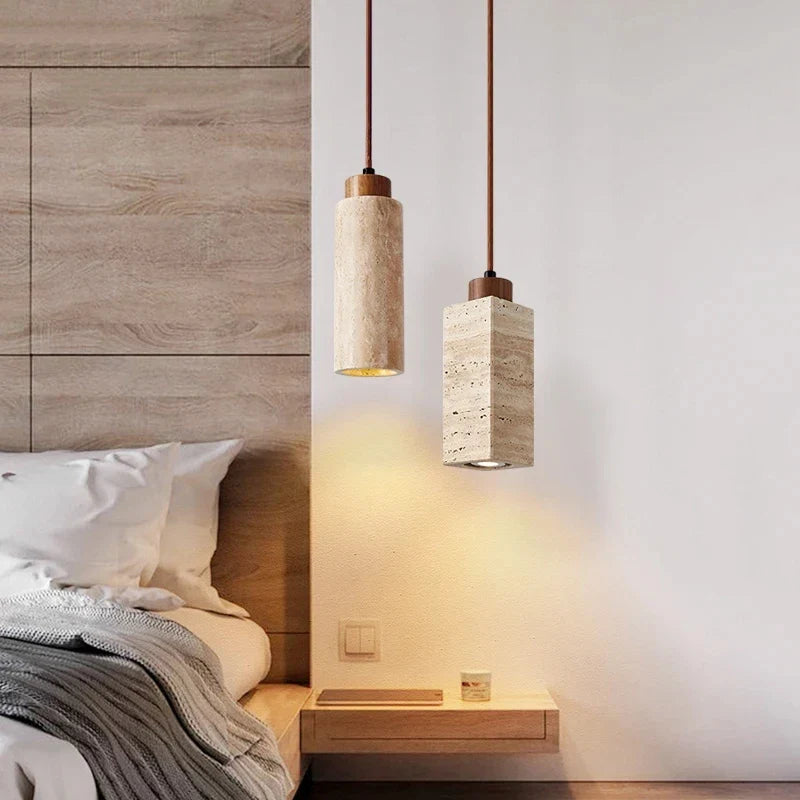 Axyaa Yellow Stone Pendant Light: Nordic LED Set for Cozy Home Ambiance