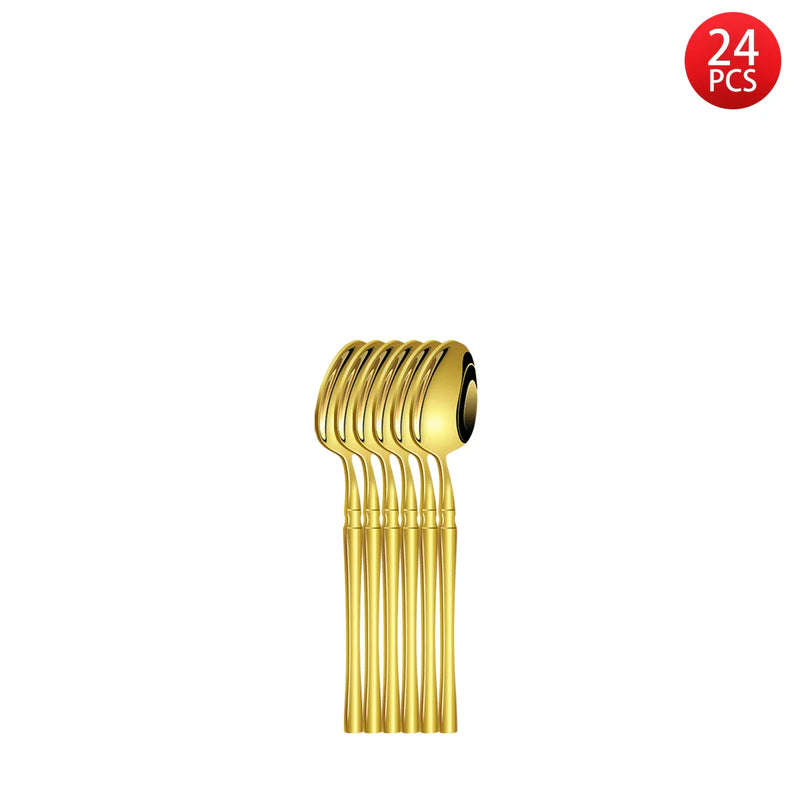 Axyaa Gold Stainless Steel Cutlery Set - Knife Fork Spoon in 5/6/20/30pcs