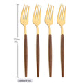 Axyaa 16Pcs Brown Gold Stainless Steel Dinnerware Set with Wooden Handle