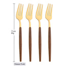 Axyaa 16Pcs Brown Gold Stainless Steel Dinnerware Set with Wooden Handle