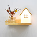 Nordic Green Plant Pot Wooden Lamp by Axya: Modern LED Wall Light for Home Decor