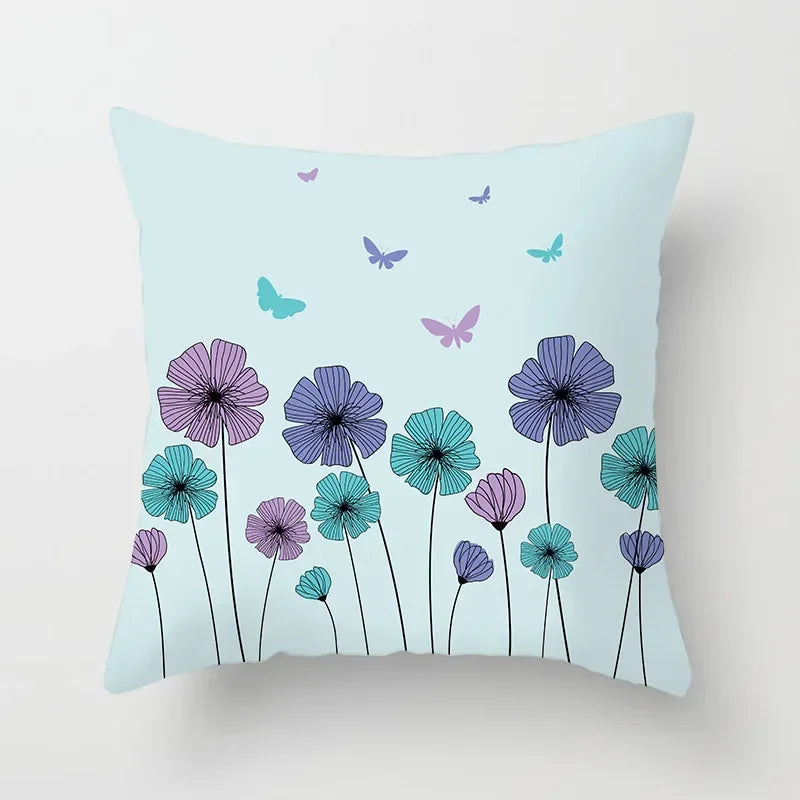 Axyaa Abstract Line Flower Print Pillowcase