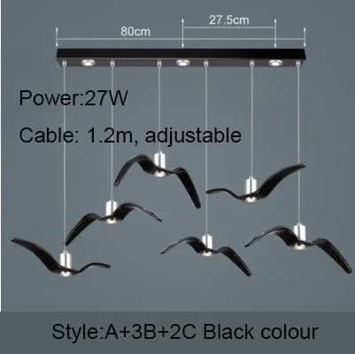 Axyaa Nordic Seagull Chandelier: Resin Brokis Night Birds Pendant Lamp