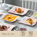 Axyaa Flora 30-Piece Marble Pink Porcelain Dinnerware Set