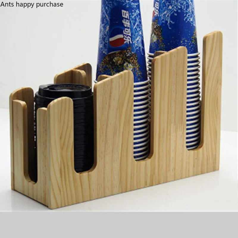 Axya Bamboo Cup Holder Rack for Coffee Tea Shop Storage Organize Cups