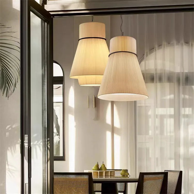 Axyaa White Pleated Pendant Lamp for Dining Room, Cafe, and Bar