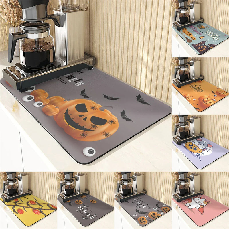 Axyaa Pumpkin Pattern Kitchen Absorbent Drying Mat & Cup Mats