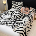 Axyaa Zebra Print Fleece Throw Blanket | Super Soft Plush Blanket for Sofa Bed Car