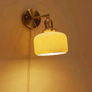 Axyaa Ceramic Wall Sconce Lamp with Pull Switch - Vintage Brass Wall Light