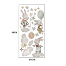 Axyaa Bunny Moon & Stars Wall Stickers: Nordic Boho Rabbit Hot Air Balloon Decals