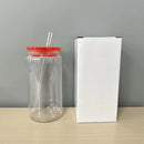 Axyaa Colorful Lid Plastic Cup with Straws - Replacement for Can Shaped Iced Coffee Juice Mug