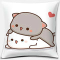 Peach Cat Pattern Decorative Pillowcase by Axyaa - Home Office Square Cover