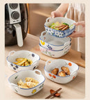 Axyaa 8-inch Baking Bowl Double Ear Tableware Oven Microwave Rice Baking Salad Tray