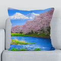Axyaa Sakura Mount Fuji Cushion Cover for Home and Office Décor