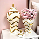 Axyaa Ceramic Vase Jar Home Decor Electroplated Gold Soft Decoration Storage