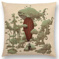 Cute Ghost Sailboat Whale Diver Cushion Cover by Axyaa