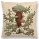 Cute Ghost Sailboat Whale Diver Cushion Cover by Axyaa
