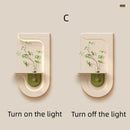 Axyaa Green Plant Wall Lamp Painting for High-end Living Room Décor