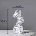 Axyaa Striped Ceramic Vase for Artificial Flowers, Elegant Desk Decoration