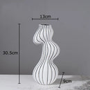 Axyaa Striped Ceramic Vase for Artificial Flowers, Elegant Desk Decoration