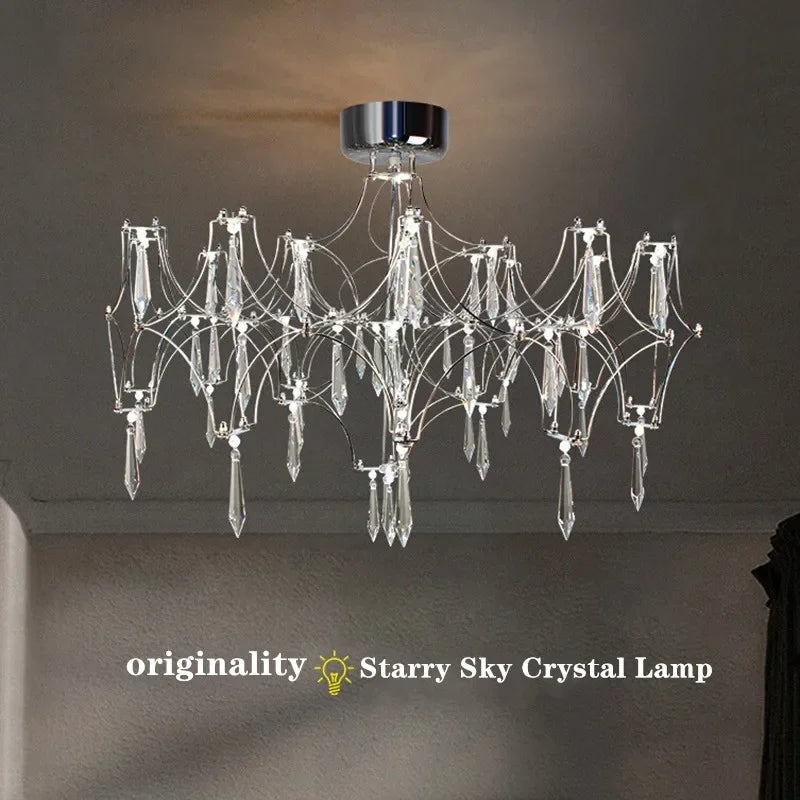 Axyaa Crystal Chandelier: Luxury Modern Living Room Ceiling Light