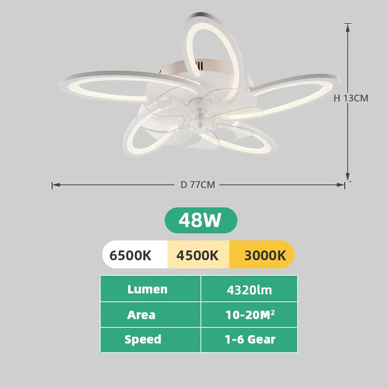 Axyaa Smart Ceiling Fan Light Dimmable Remote Control Home Decor