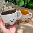 Axyaa Cartoon Couple Ceramic Mug - Cute Creative Coffee Tea Cup