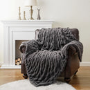 Axyaa Luxe Dual Sided Plush Faux Rabbit Fleece Throw Blanket