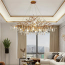 Axyaa Luxe Crystal Chandelier - Modern All-Copper Tree Lamp