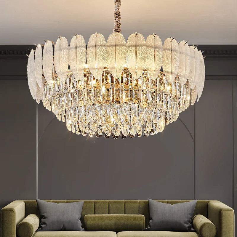 Axyaa Crystal Chandelier 2024: Modern French Style for Living Room, Dining Room & Bedroom