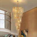 Axyaa Crystal Chandelier: Modern Home Stair Pendant Lamp for Living Room & Interior Lighting