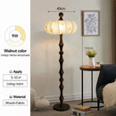 Axyaa Retro Wabi Sabi Floor Lamp with Chinese Fabric Lampshade and LED Light