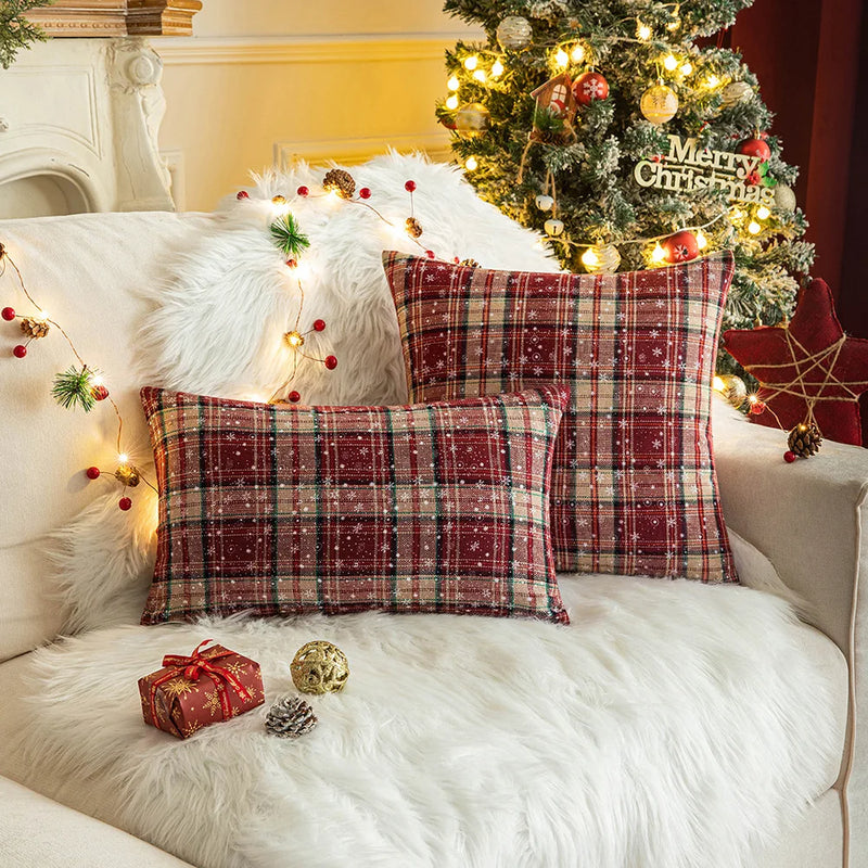 Axyaa Christmas Cushion Cover 45x45 Nordic Plush Pillow for Living Room - Home Decor Gift