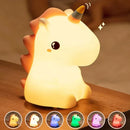 Axyaa Unicorn Silicone LED Night Light - Rechargeable Cute Animal Bedroom Lamp