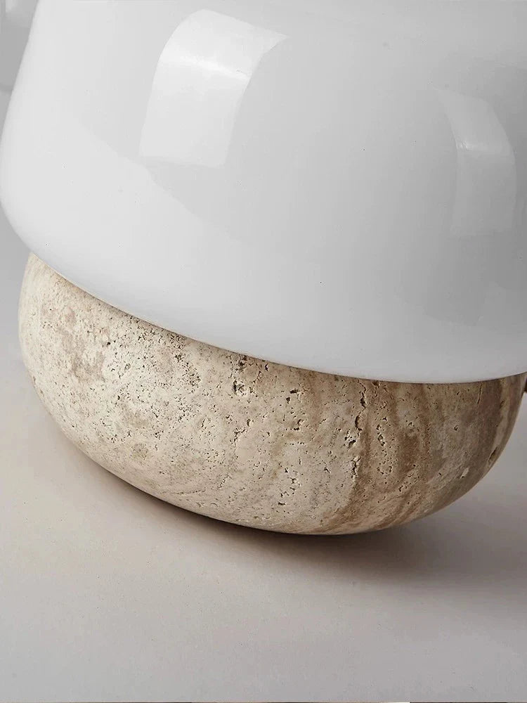 Axyaa Travertine Mushroom LED Floor Lamp - Natural Yellow Stone Lighting