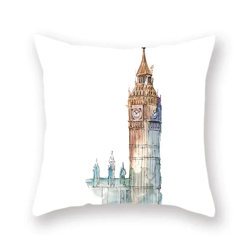 Axyaa World Buildings Printed Cushion Covers