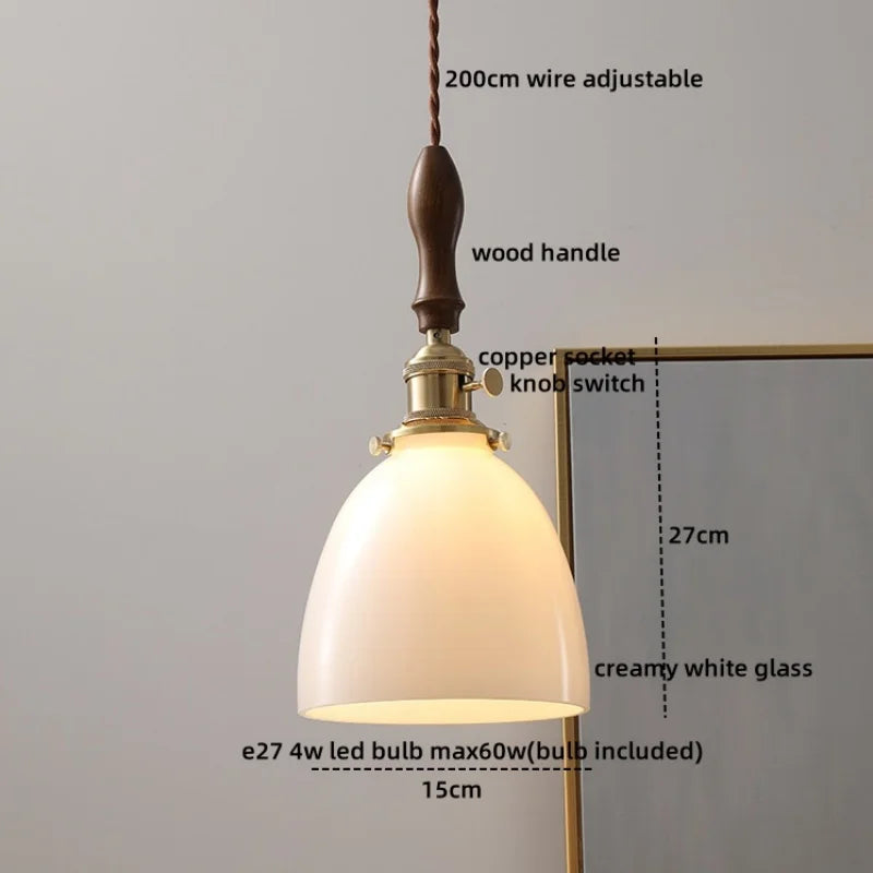Axyaa Nordic Modern LED Glass Pendant Lamps with Knob Switch Fixtures