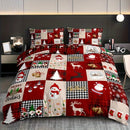 Axyaa Christmas Reindeer Plaid Duvet Cover Set - 3 Piece Set