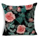 Axyaa Rose Flower Linen Pillowcase 45*45cm Office Car Sofa Living Room Decor