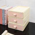 Axyaa Kawaii Cream Stationery Storage Box Organizer - Large Capacity Drawer-style Storage Rack