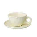 Axyaa Petal Ceramic Cup and Saucer Set Creative Coffee Teacup Solid Color Designer Plate