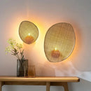 Axyaa Rattan Weaving Wall Lamp Wabi Sabi Vintage Style Wall Light for Home and Hospitality