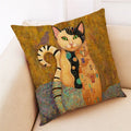 Axyaa Cat Print Linen Pillowcase 45x45cm Home Decor Cushion Cover